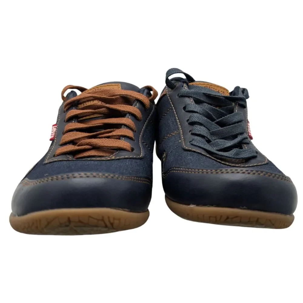 Levi's Navy Blue Tan Canvas Sneaker Size Mens 9